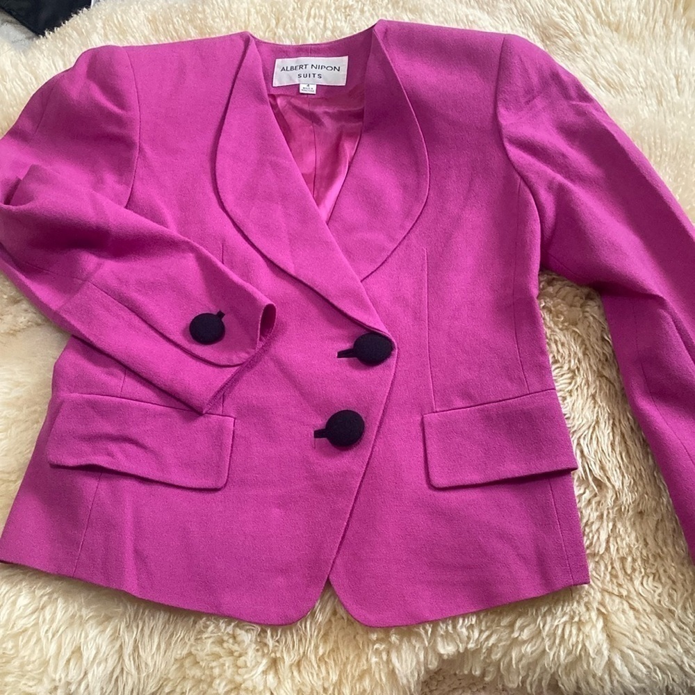 Albert Nipon pink and black jacket size 4